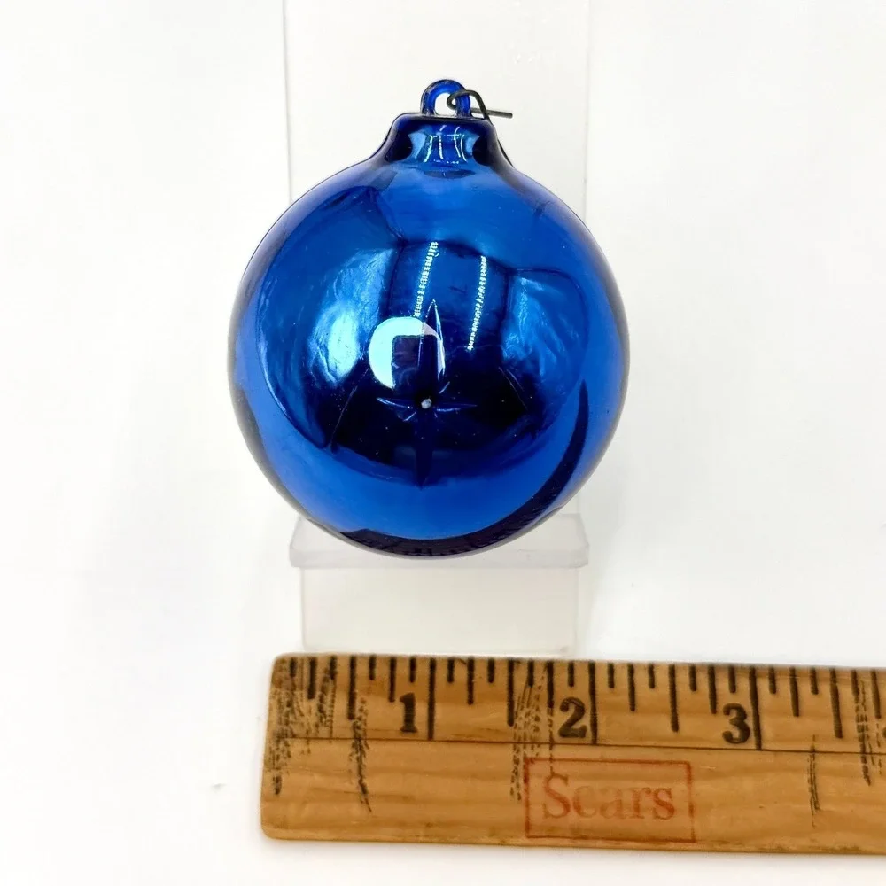 Jewelbrite Cobalt‎ Blue Mercury Glass Single Indent Flower Christmas Ornament